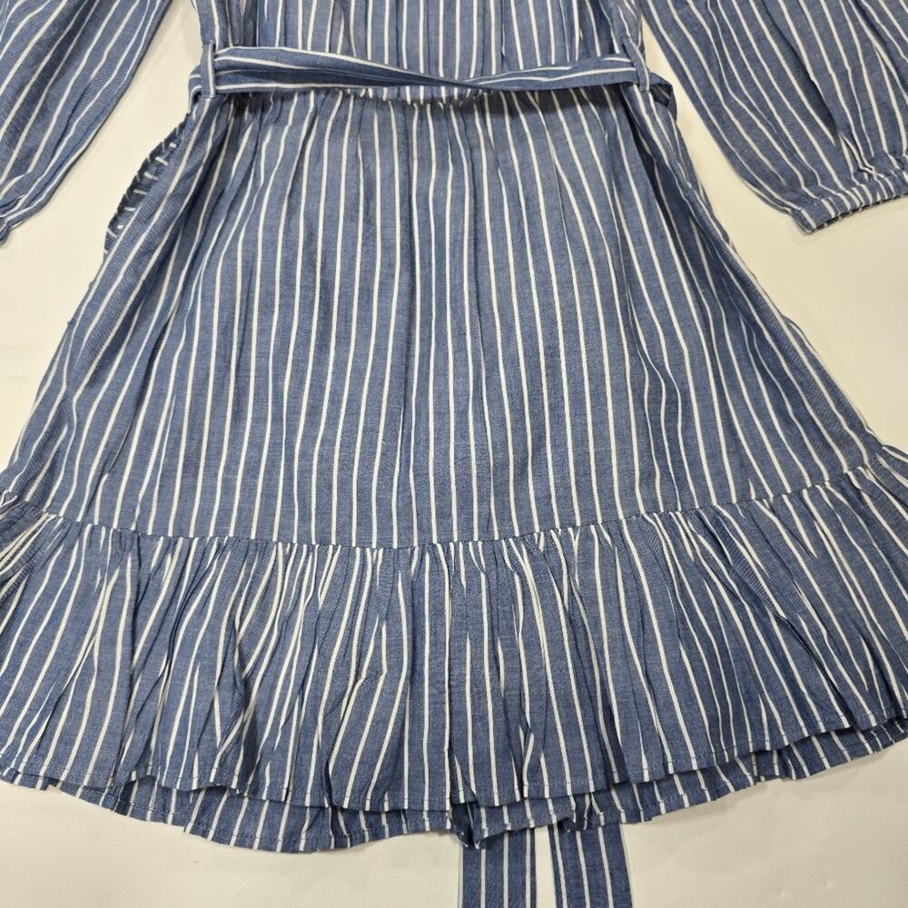 Tularosa Maida Ruffle Dress in Blue & White Stripe Small - Picture 9 of 12